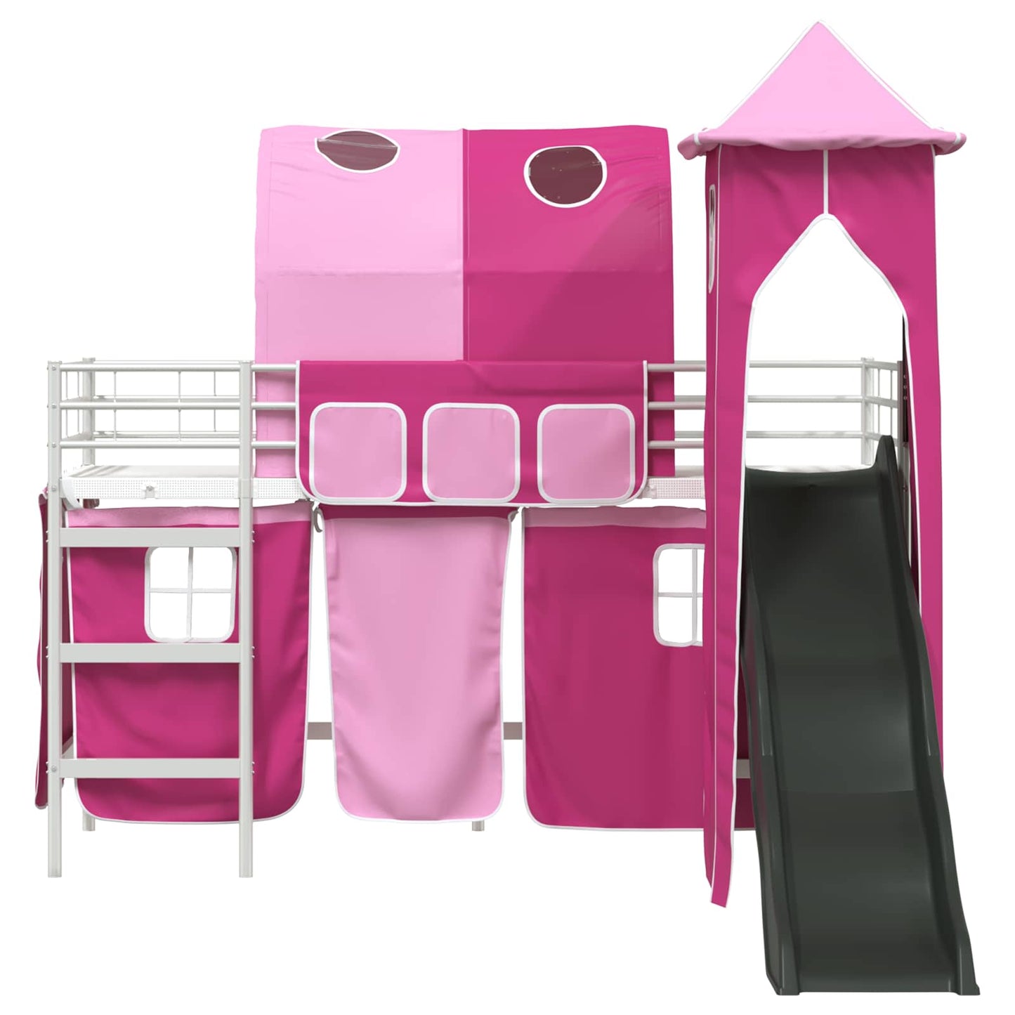 vidaXL Kids'Loft Bed Frame Plain White and Pink 90 x 190 cm Metal