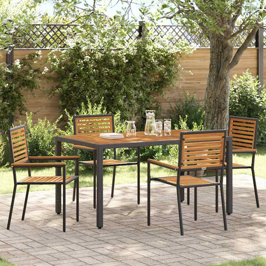 vidaXL Outdoor Chairs 4 pcs PE rattan, Solid acacia wood