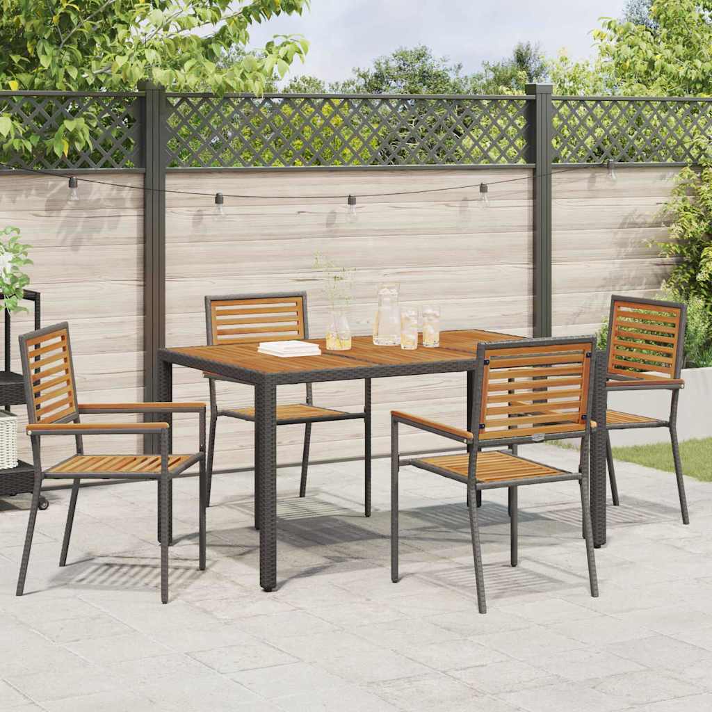 vidaXL Garden Stacking Chairs 4 pcs Brown and Black 54 x 56 x 90 cm
