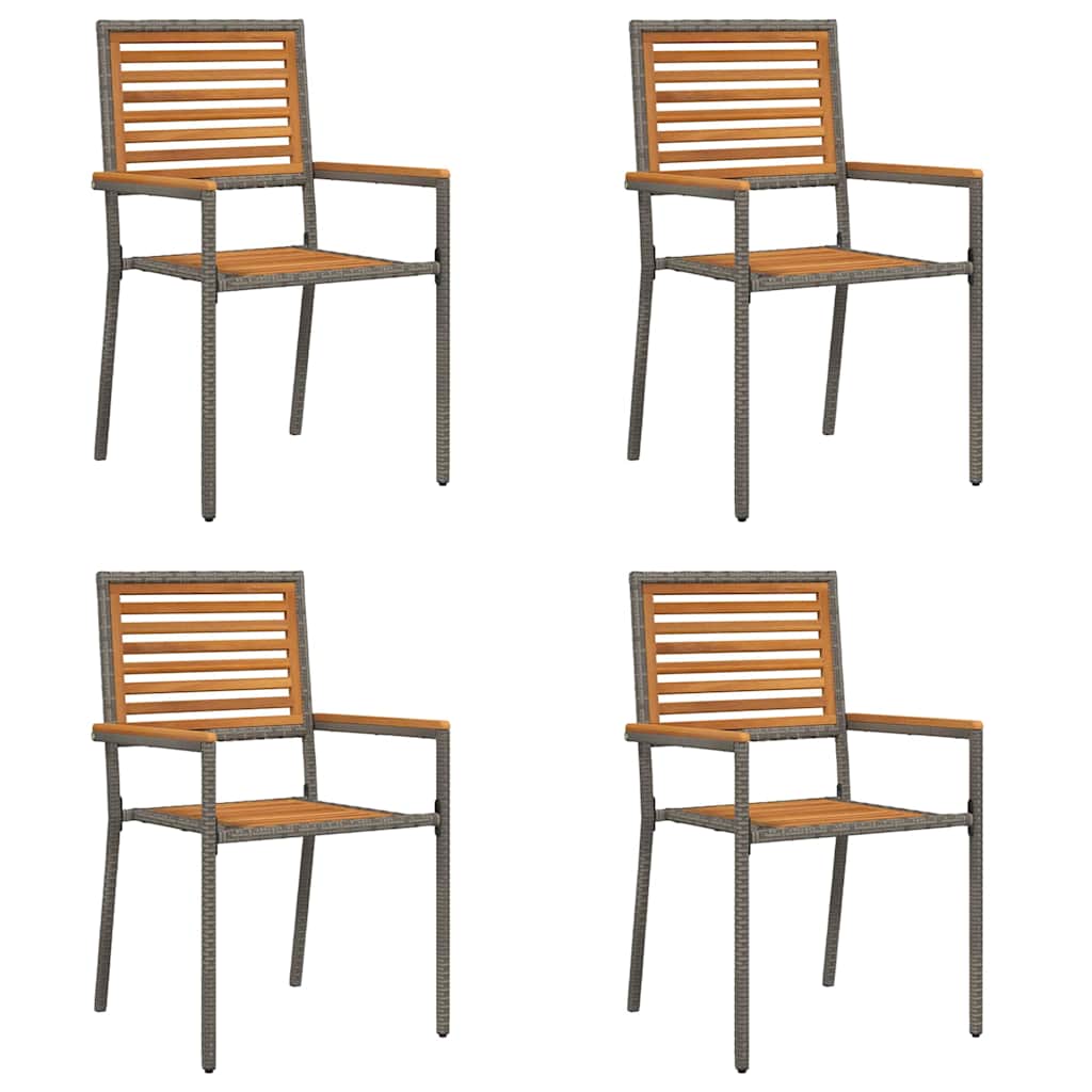 vidaXL Garden Stacking Chairs 4 pcs Brown and Grey 54 x 56 x 90 cm