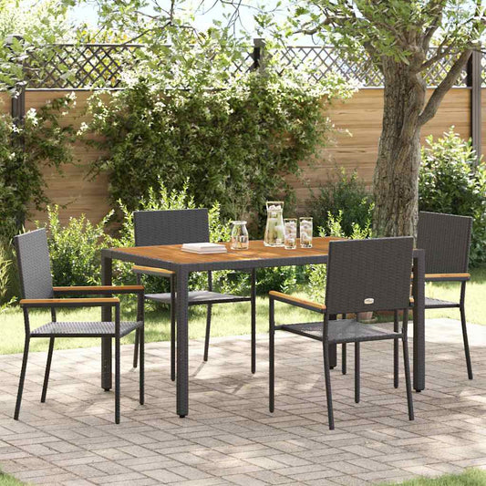 vidaXL Outdoor Chairs 4 pcs PE rattan, Solid acacia wood