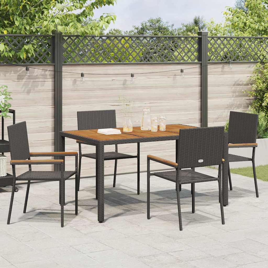vidaXL Garden Stacking Chairs 4 pcs Black and Brown 54 x 56 x 90 cm