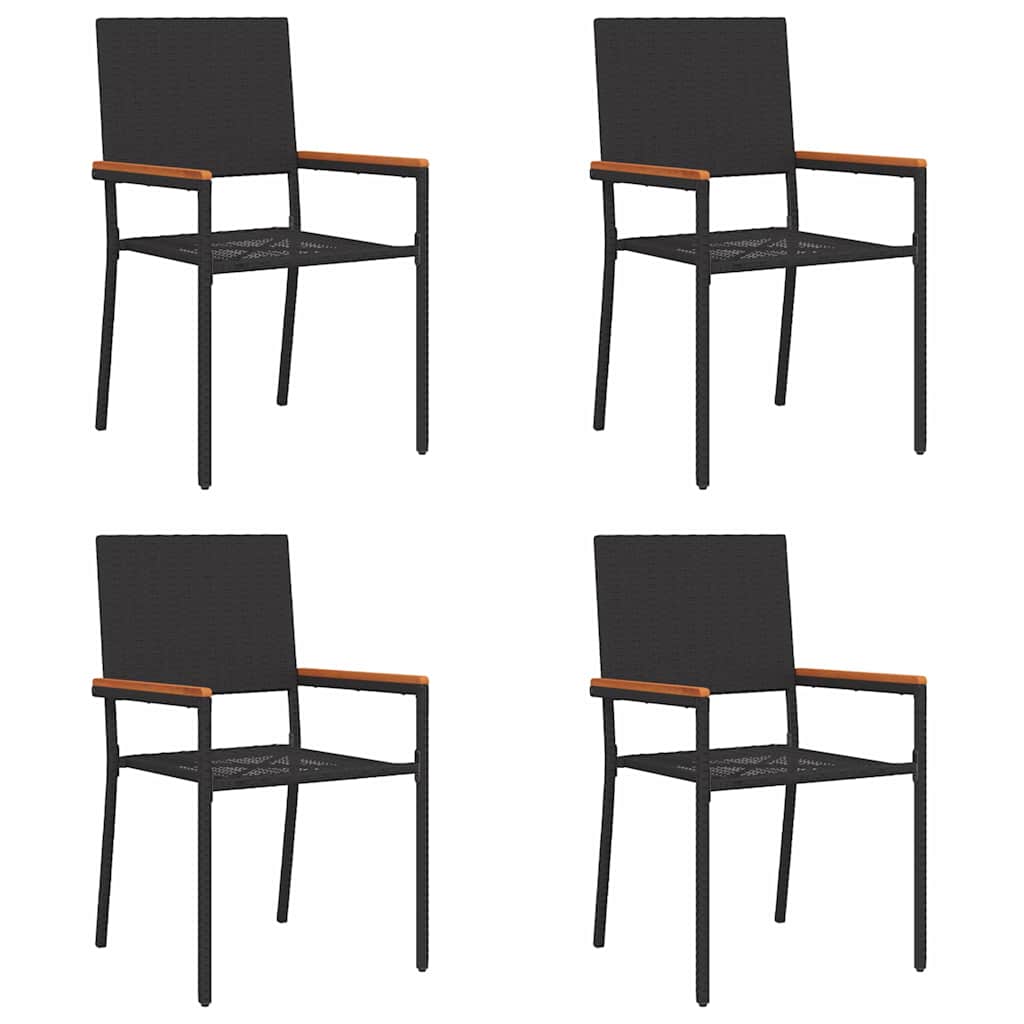vidaXL Garden Stacking Chairs 4 pcs Black and Brown 54 x 56 x 90 cm