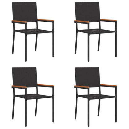 vidaXL Garden Stacking Chairs 4 pcs Black and Brown 54 x 56 x 90 cm