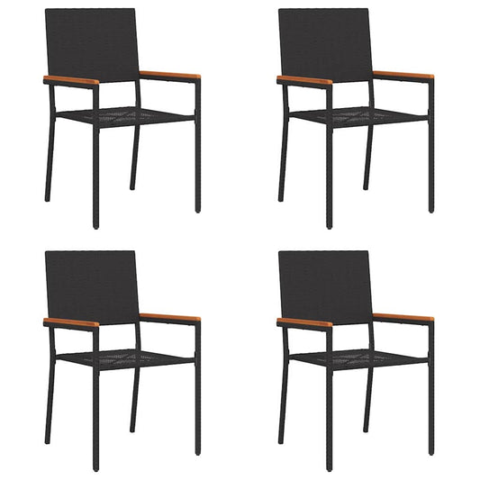 vidaXL Outdoor Chairs 4 pcs PE rattan, Solid acacia wood