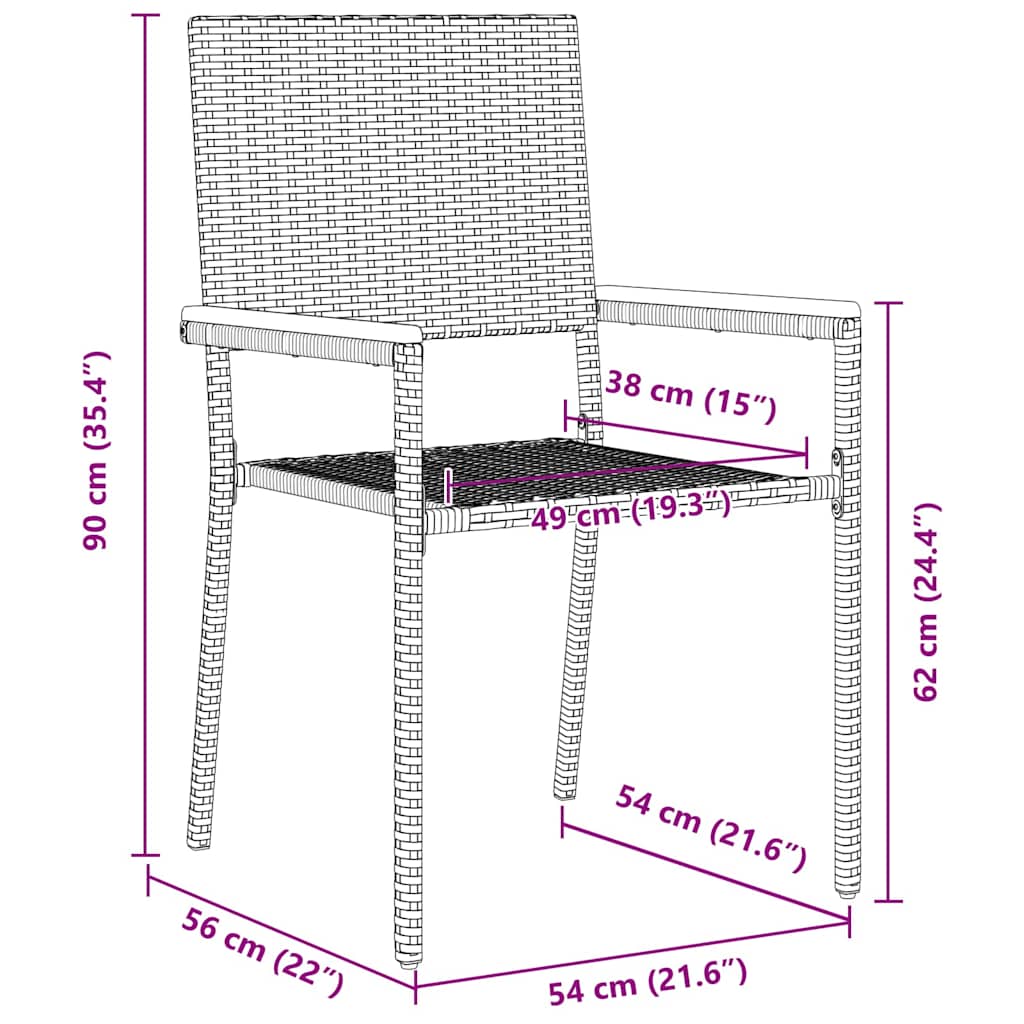 vidaXL Garden Stacking Chairs 4 pcs Black and Brown 54 x 56 x 90 cm