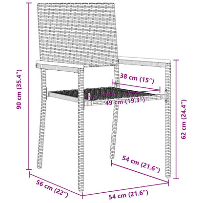 vidaXL Garden Stacking Chairs 4 pcs Black and Brown 54 x 56 x 90 cm