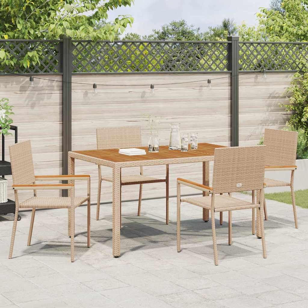 vidaXL Garden Stacking Chairs 4 pcs Cream and Brown 54 x 56 x 90 cm