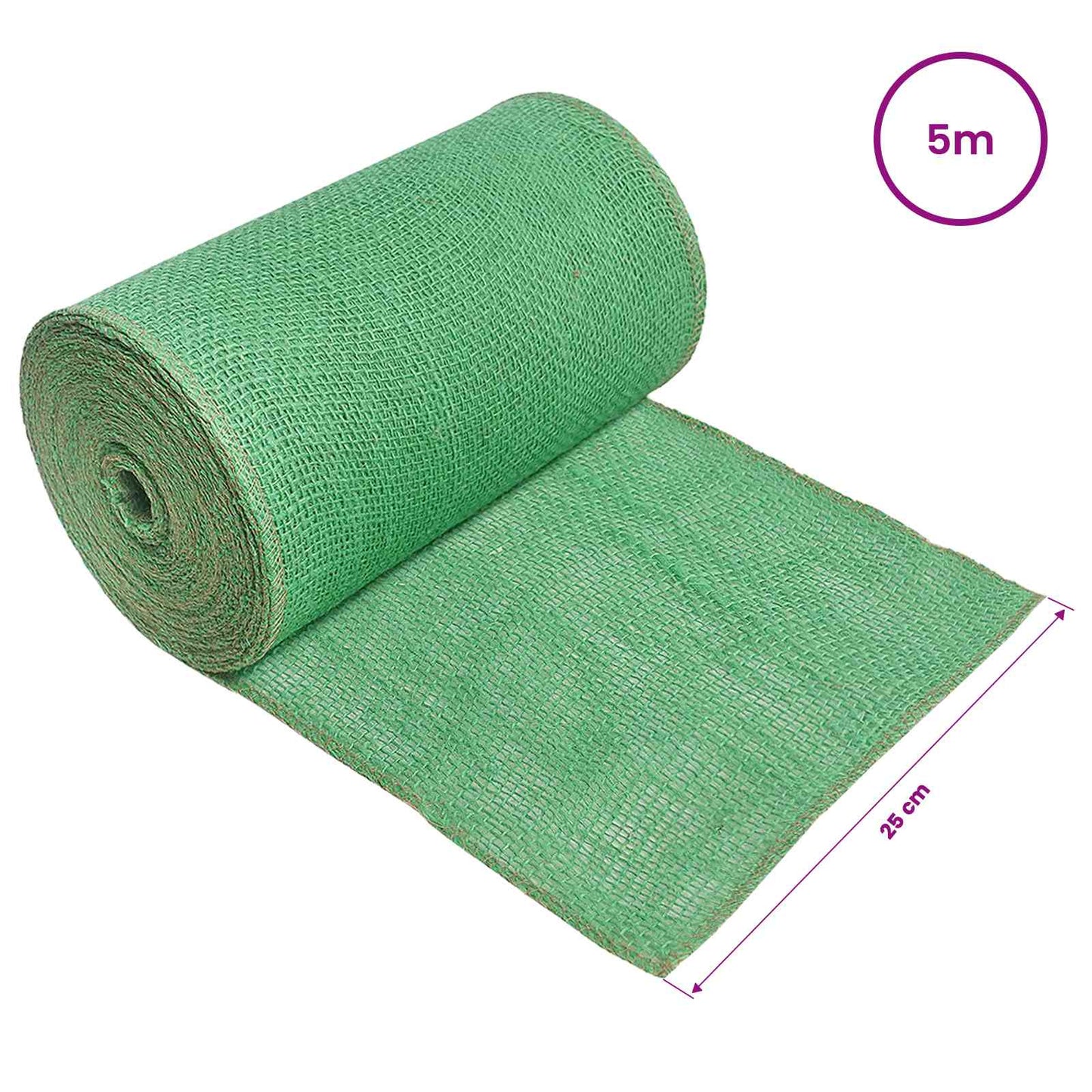 vidaXL Jute Roll 25 x 500 cm Green