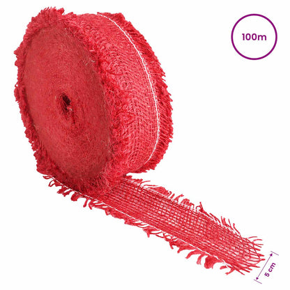 vidaXL Jute Roll 5 x 10000 cm Red