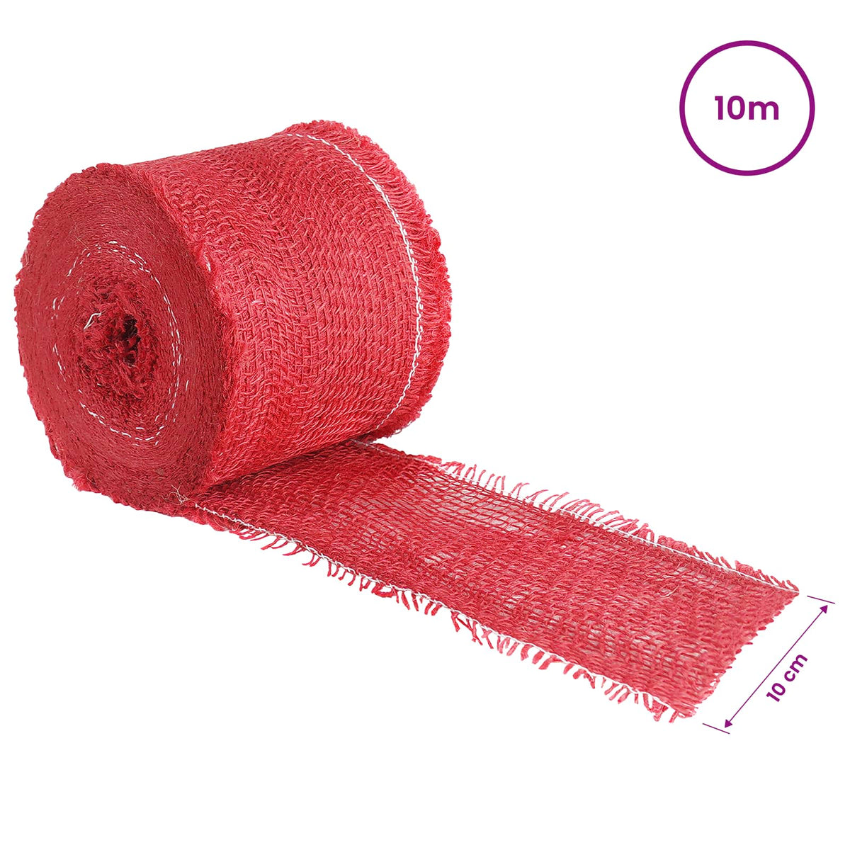 vidaXL Jute Roll 10 x 1000 cm Red