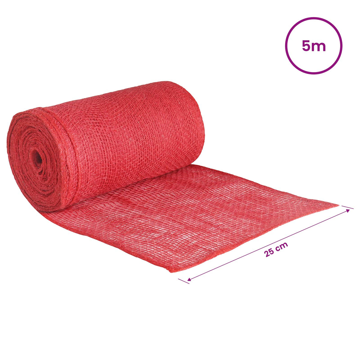 vidaXL Jute Roll 25 x 500 cm Red