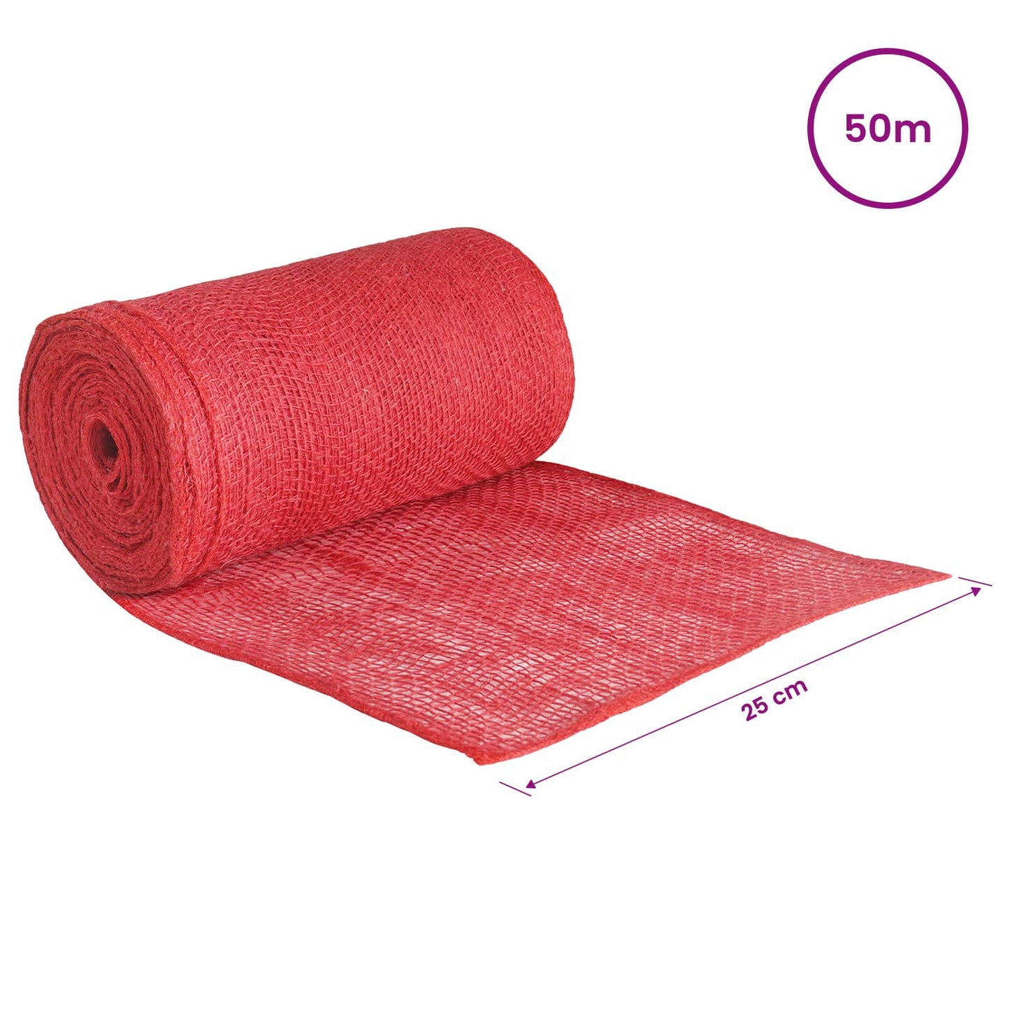 vidaXL Jute Roll 25 x 5000 cm Red