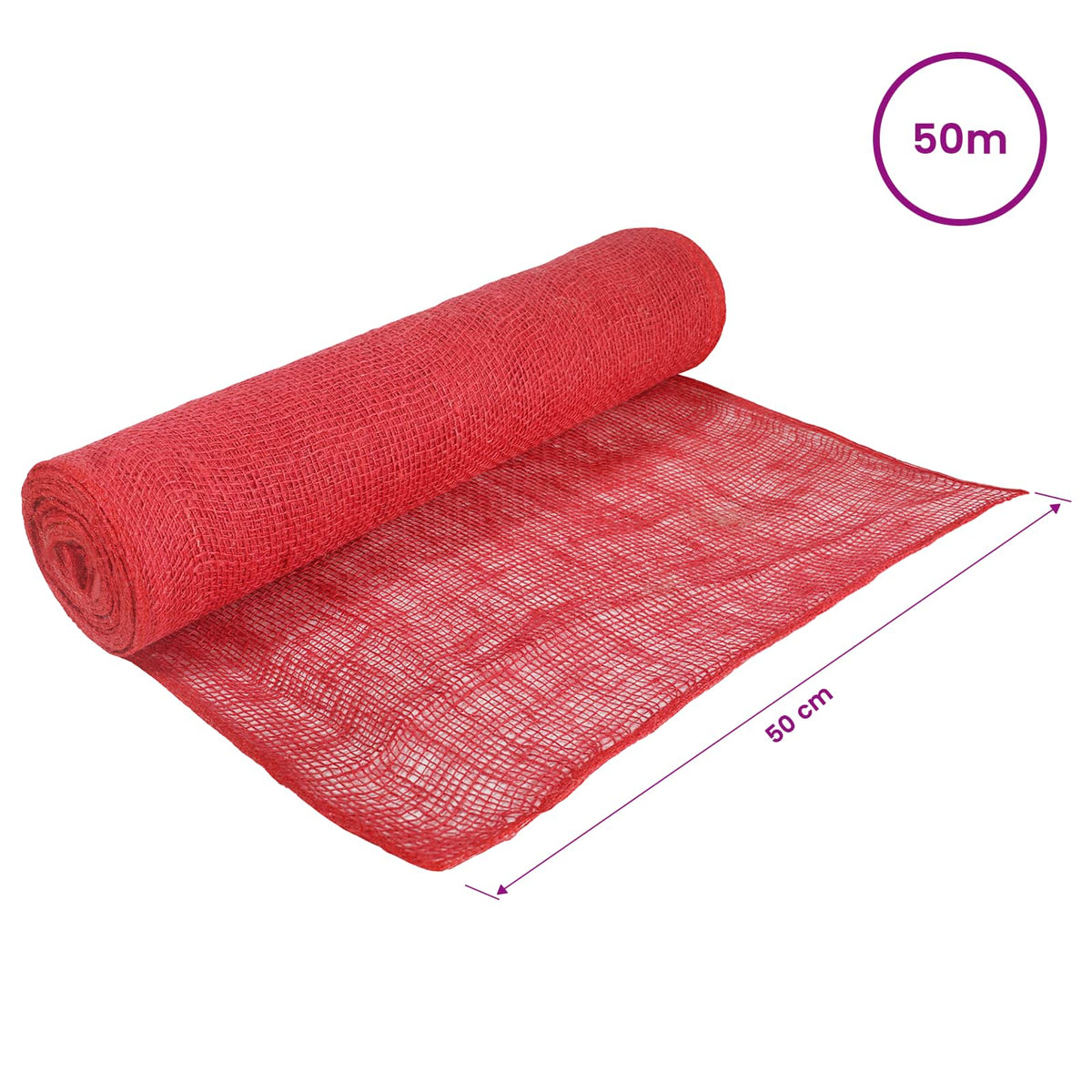 vidaXL Jute Roll 50 x 5000 cm Red