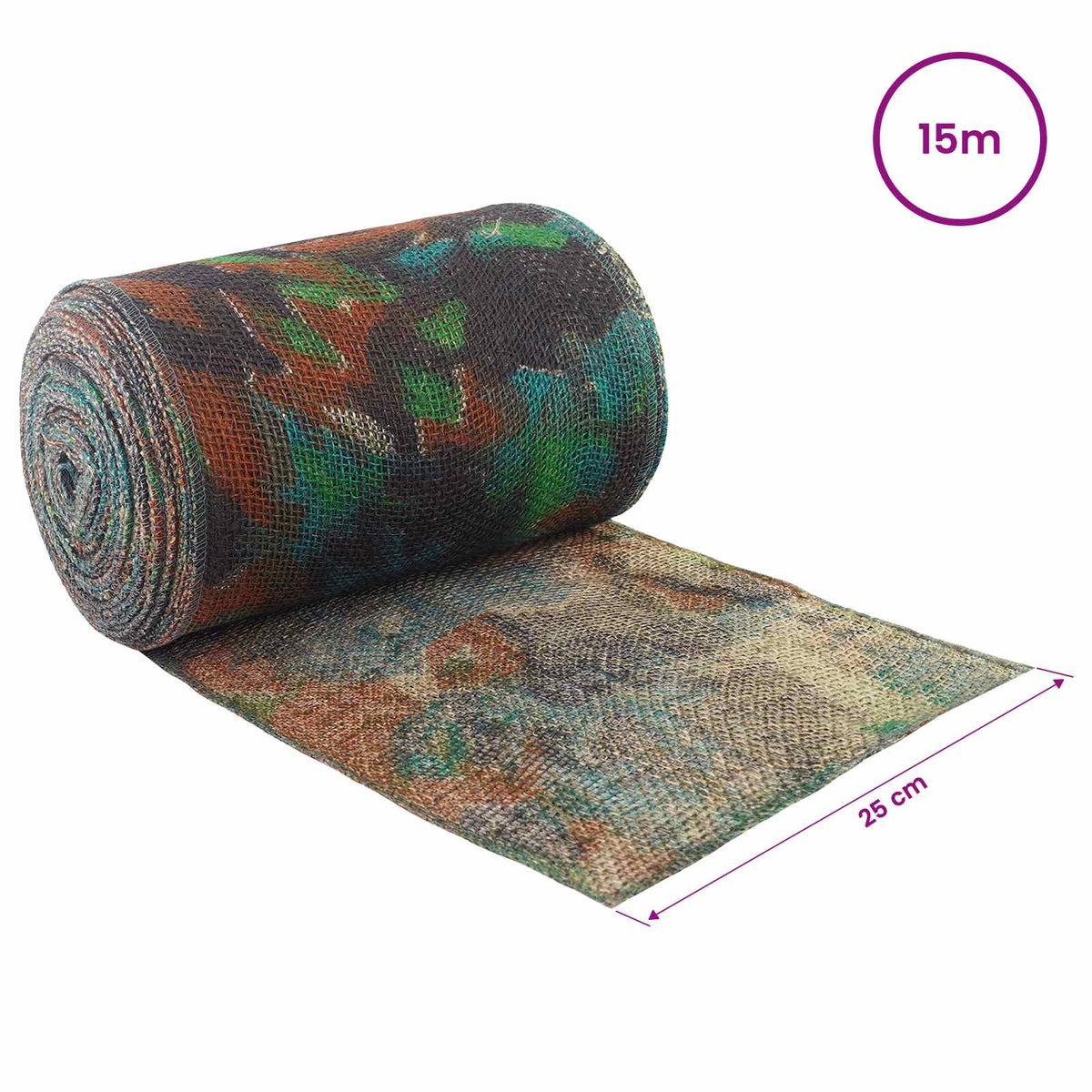 vidaXL Jute Roll 25 x 1500 cm Camouflage