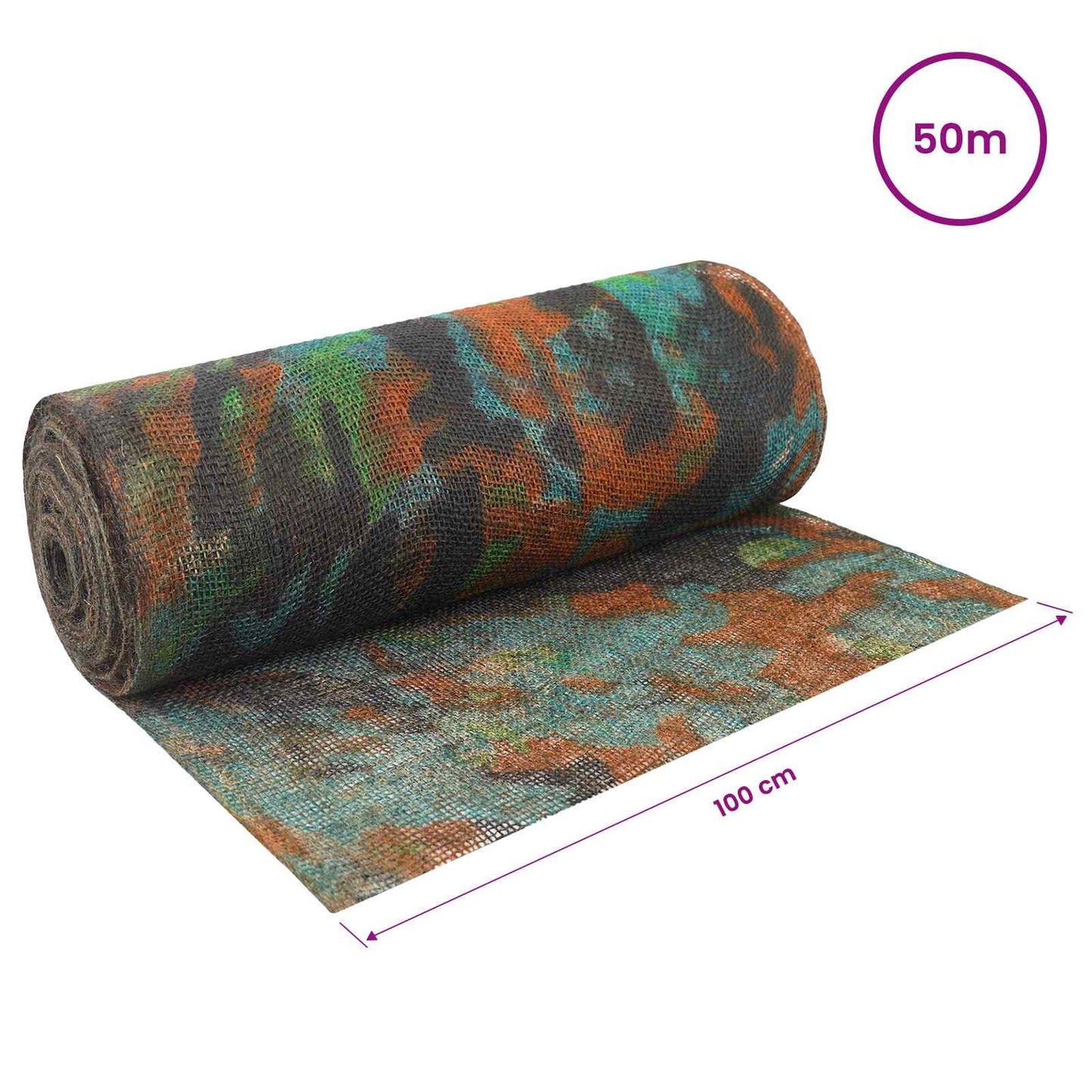 vidaXL Jute Roll 100 x 5000 cm Camouflage