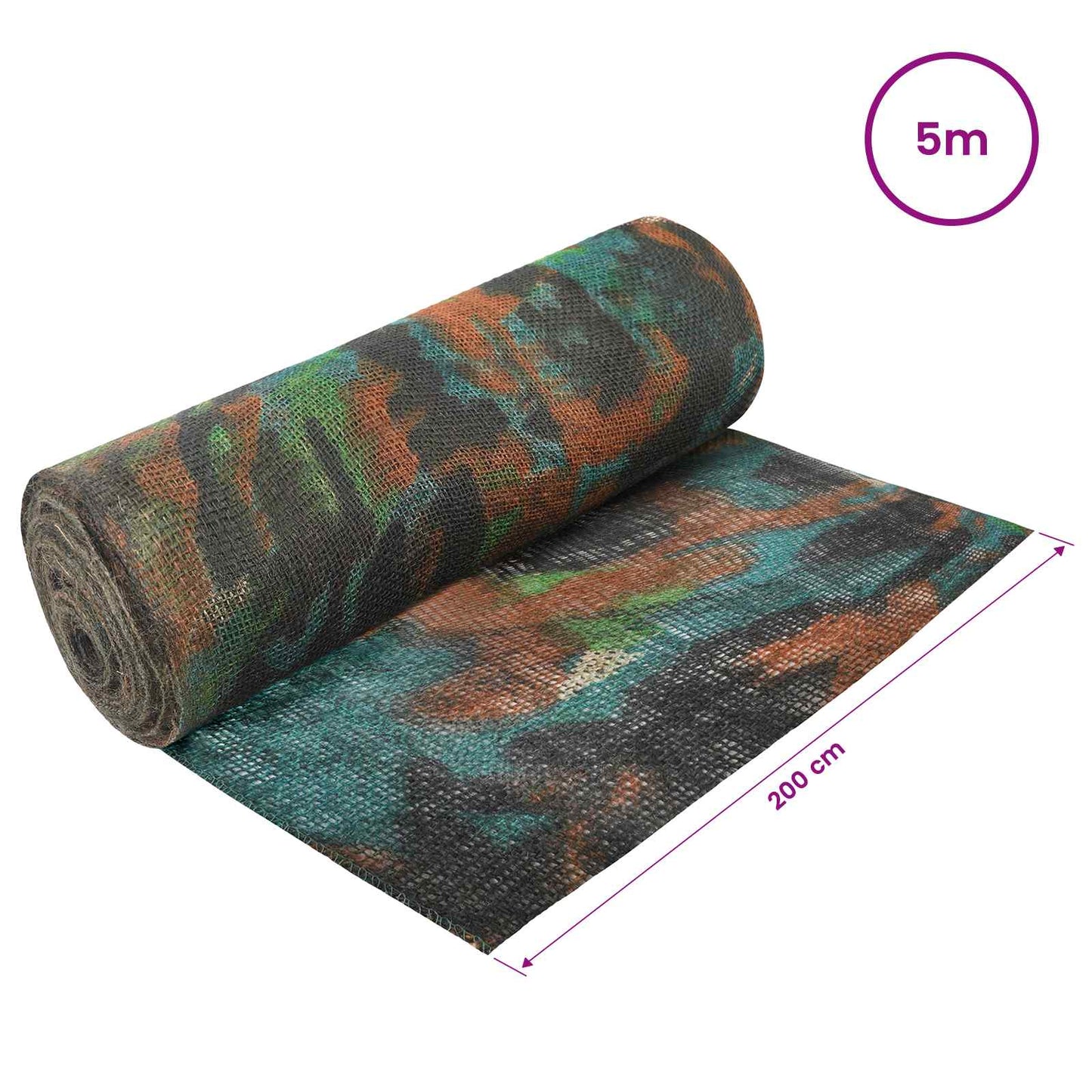 vidaXL Jute Roll 200 x 500 cm Camouflage