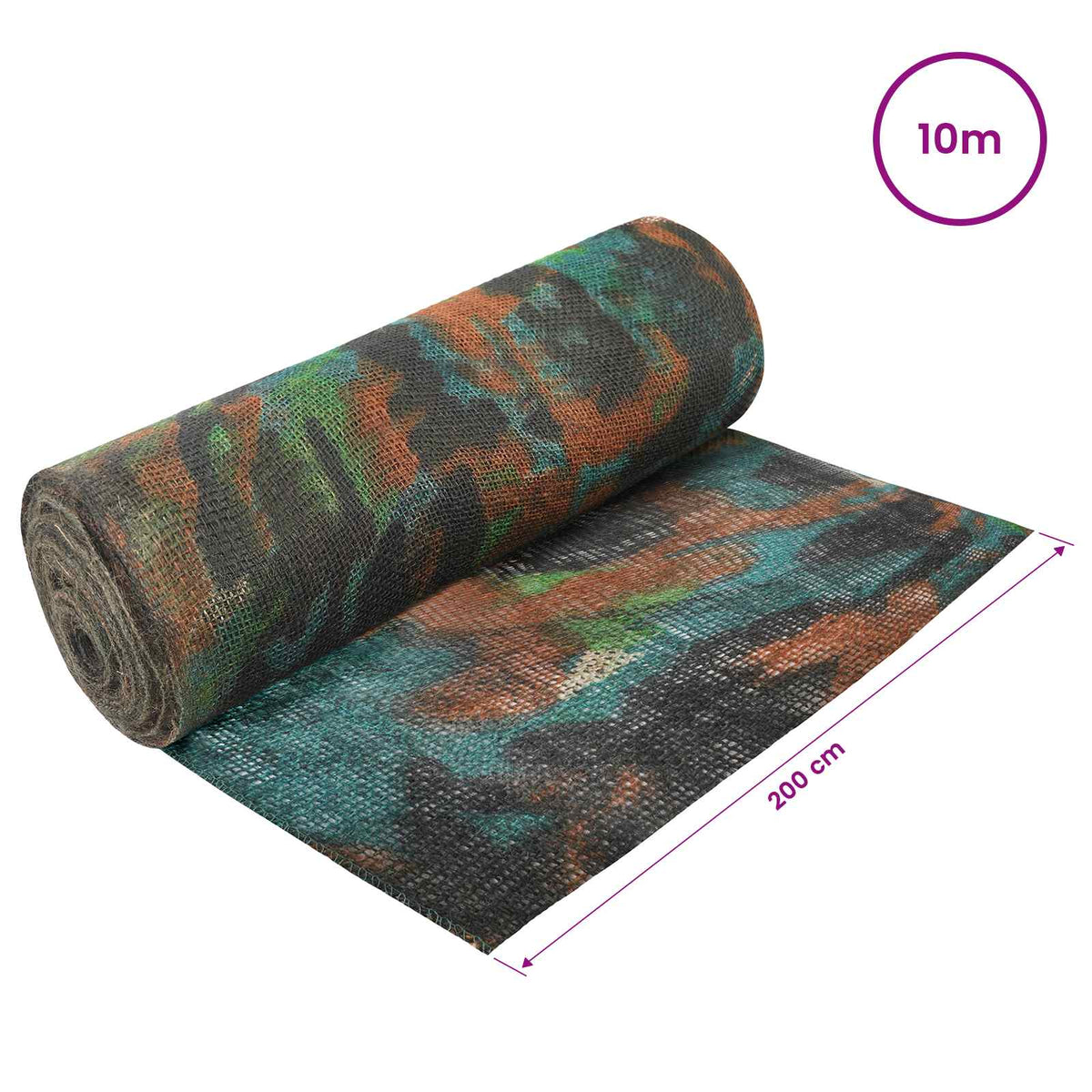 vidaXL Jute Roll 200 x 1000 cm Camouflage