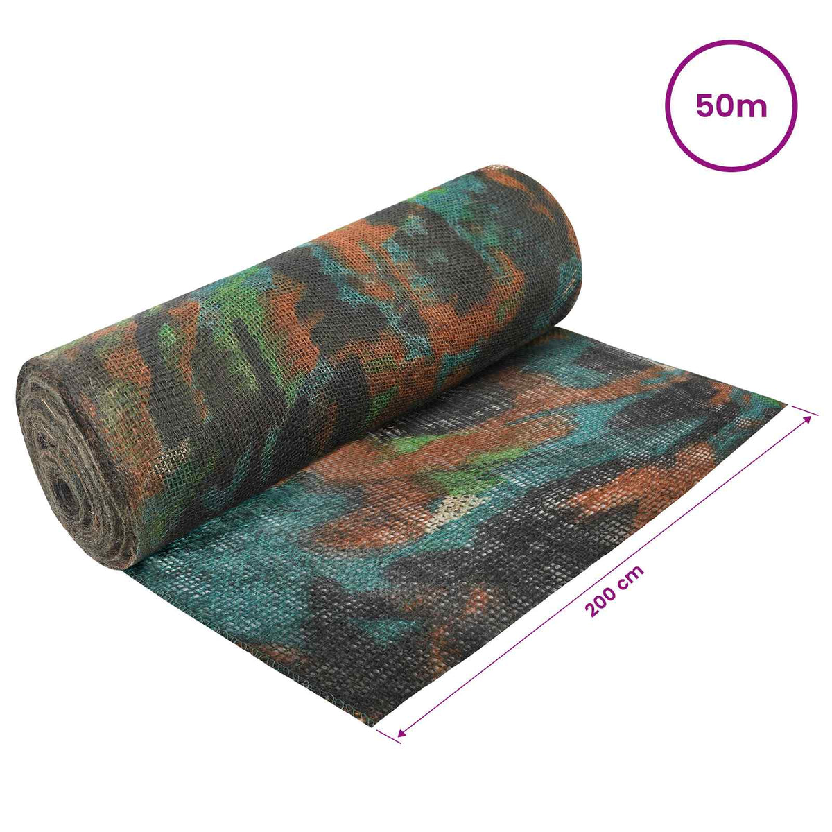 vidaXL Jute Roll 200 x 5000 cm Camouflage