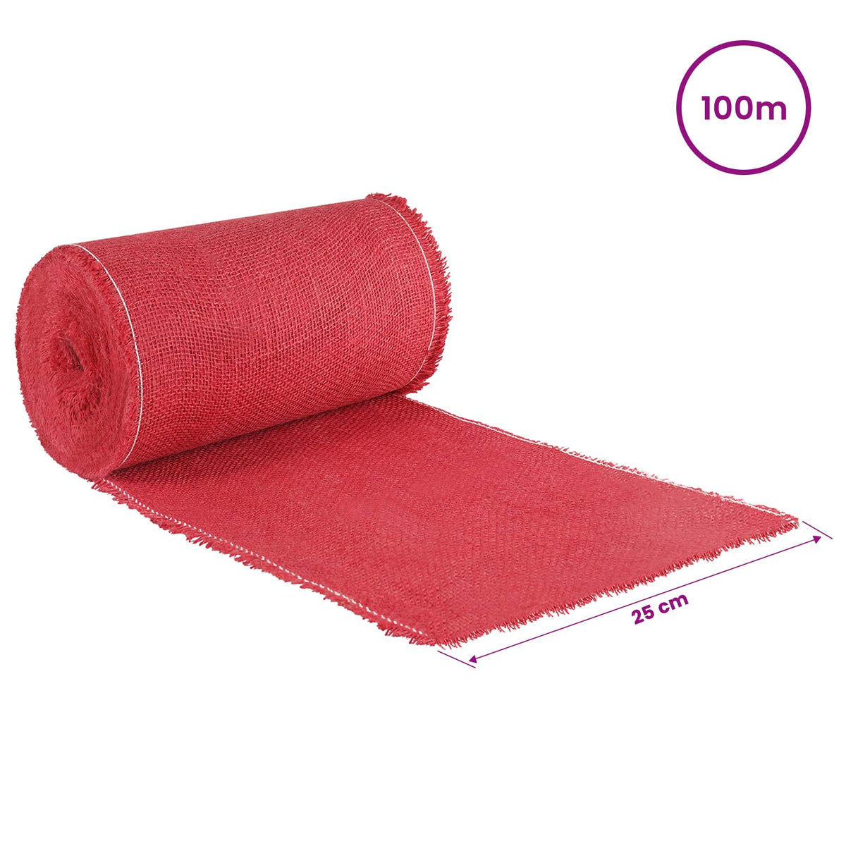 vidaXL Jute Roll 25 x 10000 cm Red