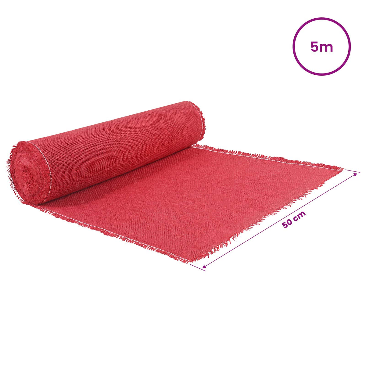 vidaXL Jute Roll 50 x 500 cm Red