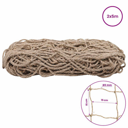 vidaXL Jute Plant Support Netting Natural 2 x 5 m 100% Tossa Jute