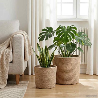 vidaXL Plant Pot Set 2 pcs Natural Ø 28 x 28 cm 100% Tossa Jute