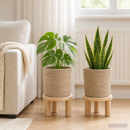 vidaXL Plant Pot Set 2 pcs Natural Ø 21 x 21 cm 100% Tossa Jute