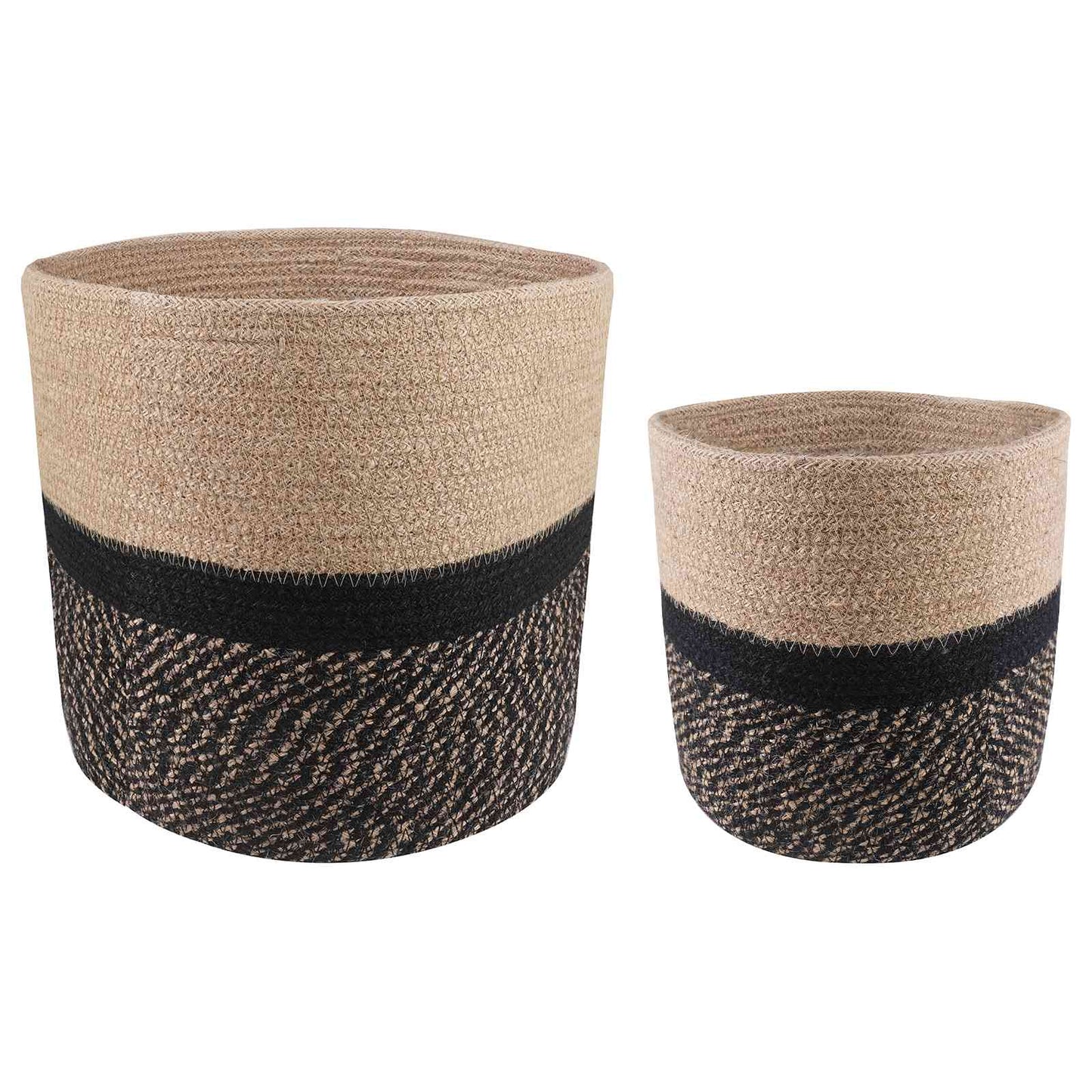 vidaXL Plant Pot Set 2 pcs Natural and Black Ø 28 x 28 cm