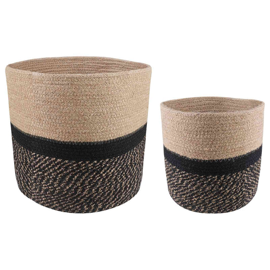 vidaXL Plant Pot Set 2 pcs Natural and Black Ø 28 x 28 cm