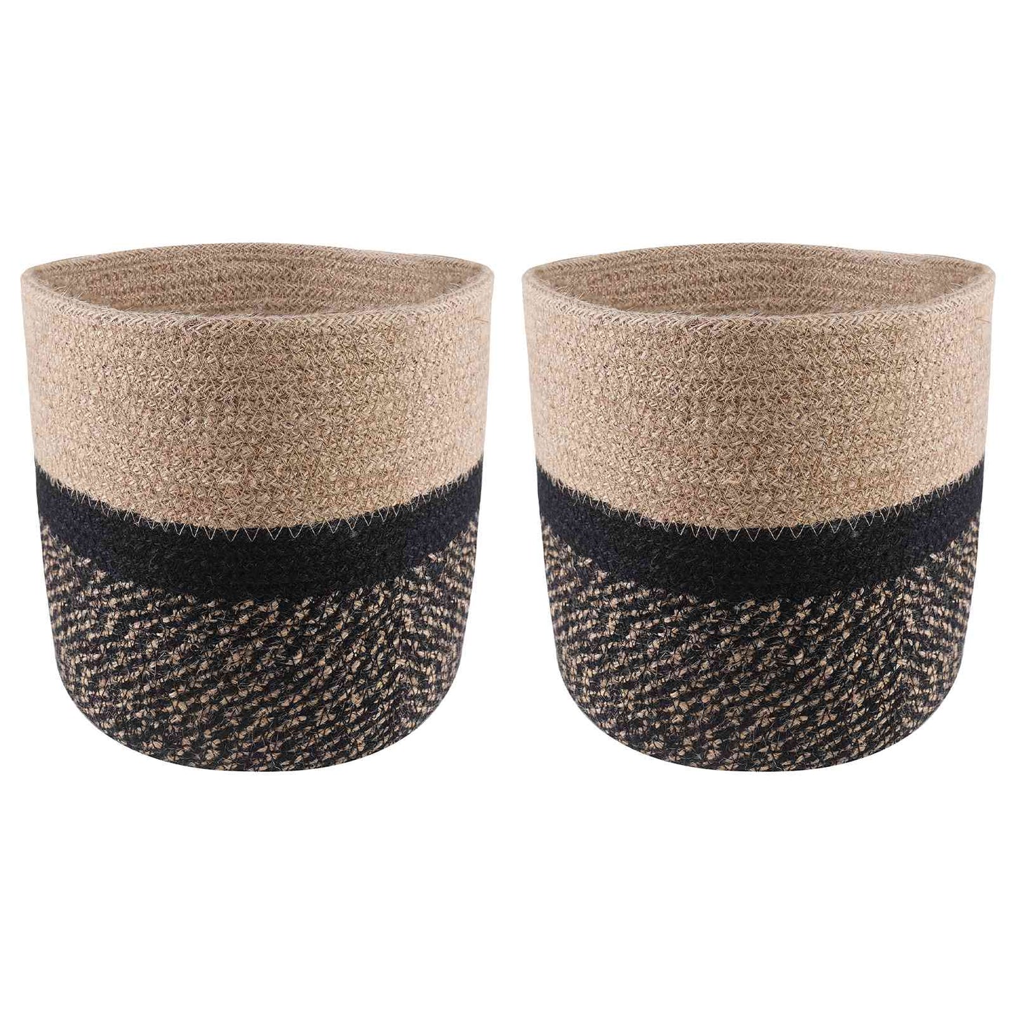 vidaXL Plant Pot Set 2 pcs Natural and Black Ø 21 x 21 cm