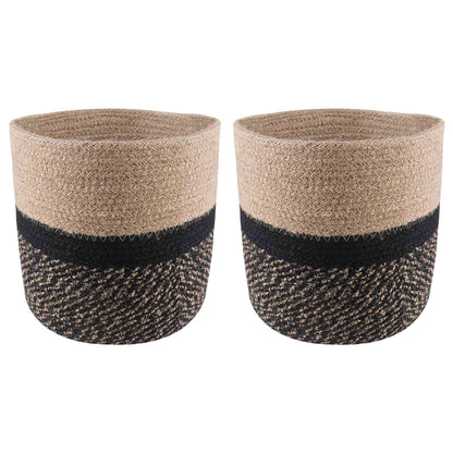 vidaXL Plant Pot Set 2 pcs Natural and Black Ø 21 x 21 cm