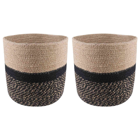 vidaXL Plant Pot Set 2 pcs Natural and Black Ø 21 x 21 cm