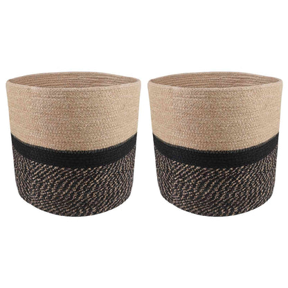 vidaXL Plant Pot Set 2 pcs Natural and Black Ø 28 x 28 cm