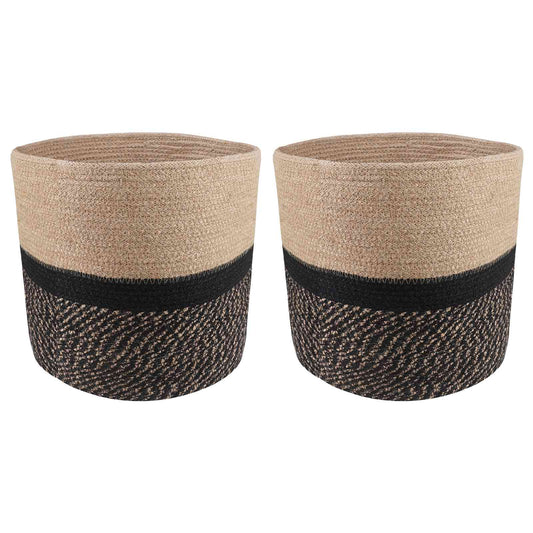 vidaXL Plant Pot Set 2 pcs Natural and Black Ø 28 x 28 cm