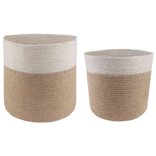 vidaXL Plant Pot Set 2 pcs Natural and White Ø 28 x 28 cm