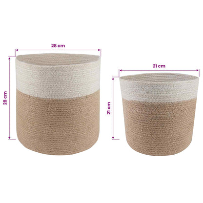 vidaXL Plant Pot Set 2 pcs Natural and White Ø 28 x 28 cm