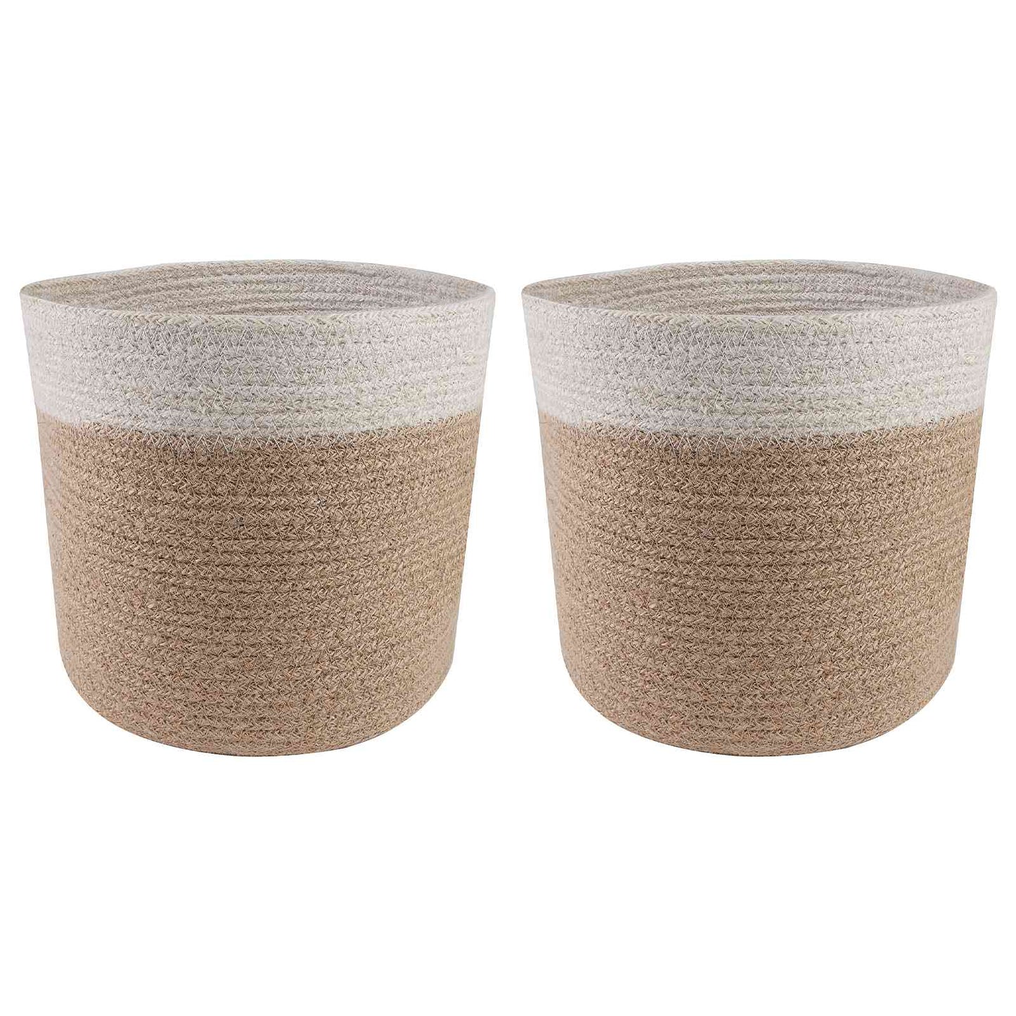 vidaXL Plant Pot Set 2 pcs Natural and White Ø 21 x 21 cm