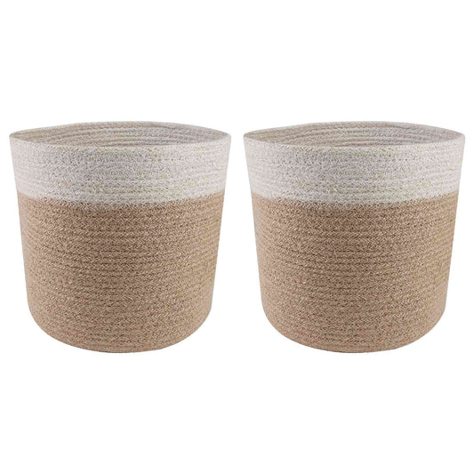 vidaXL Plant Pot Set 2 pcs Natural and White Ø 21 x 21 cm