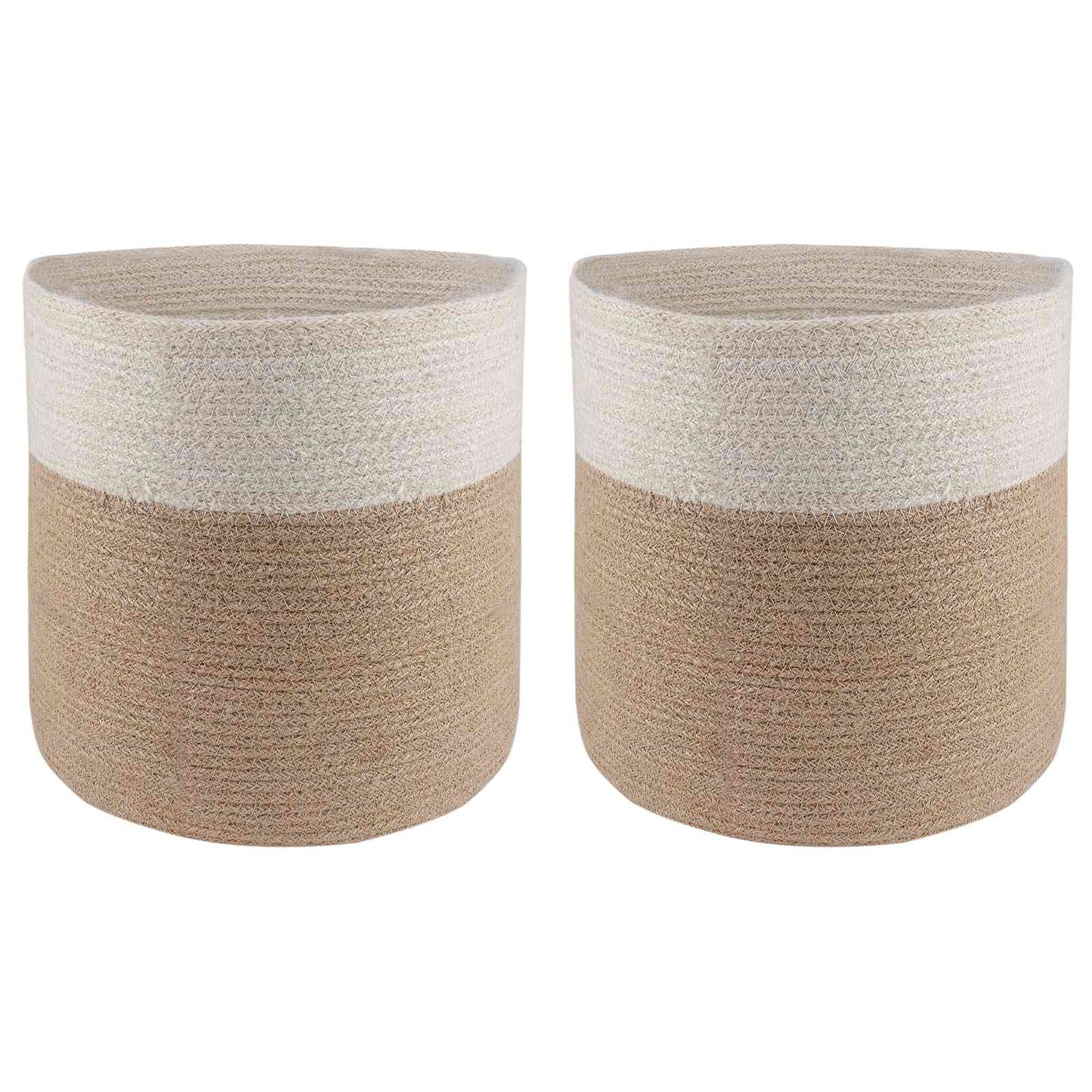 vidaXL Plant Pot Set 2 pcs Natural and White Ø 28 x 28 cm