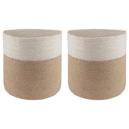 vidaXL Plant Pot Set 2 pcs Natural and White Ø 28 x 28 cm