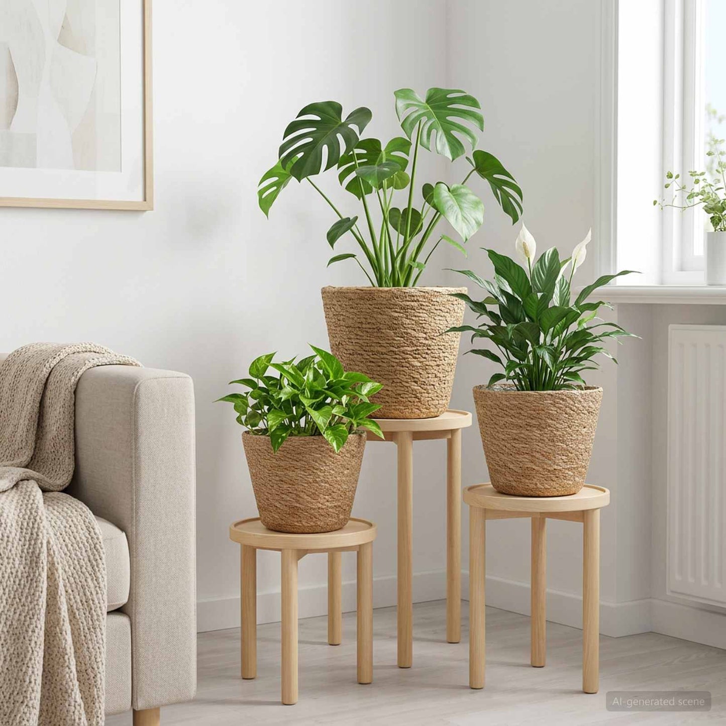 vidaXL 3 pcs Natural Ø26 x 19 cm 100% Seagrass