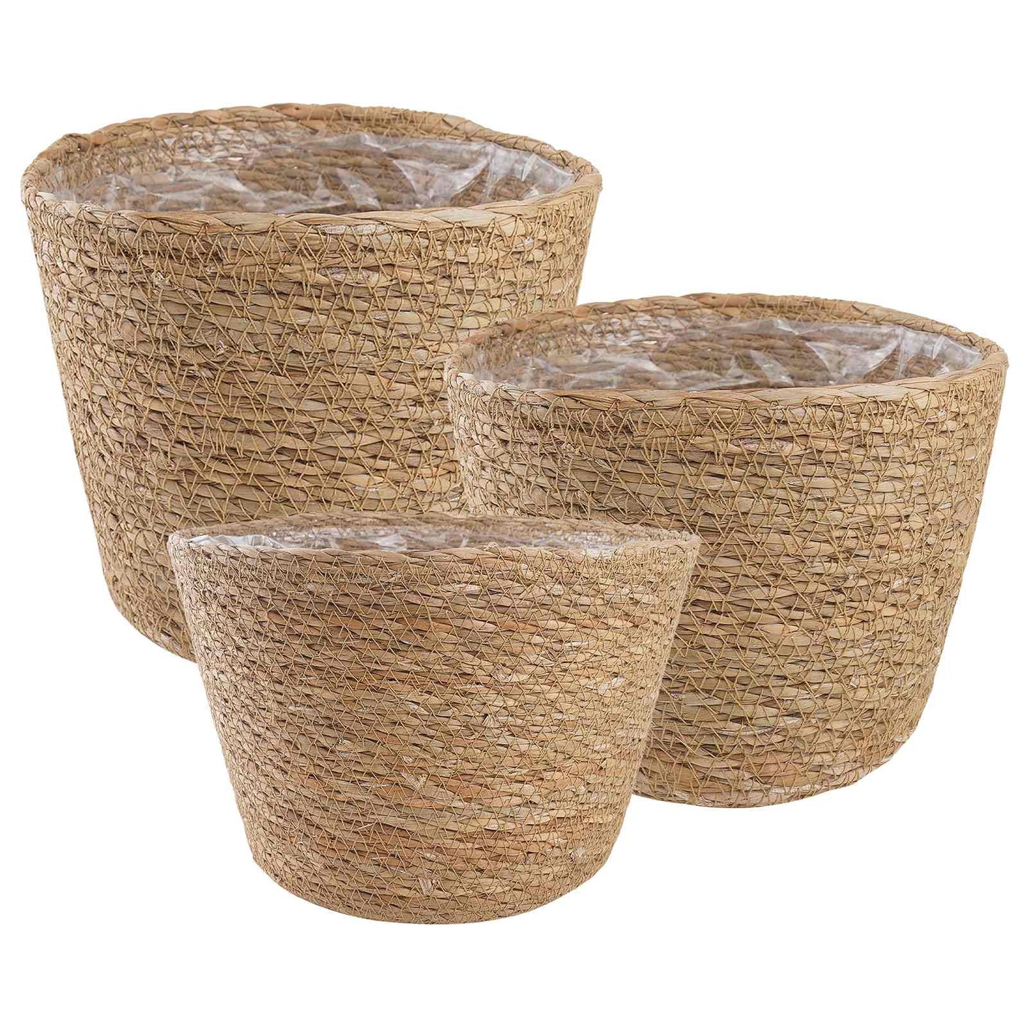 vidaXL Seagrass Plant Baskets 3 pcs Natural Ø26 x 19 cm 100% Seagrass