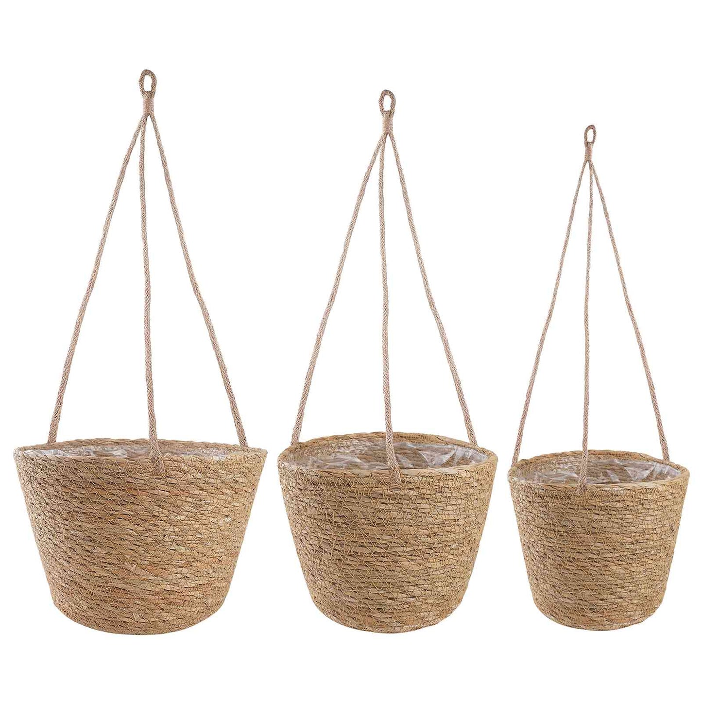 vidaXL Seagrass Plant Baskets 3 pcs Natural Ø26 x 19 cm 100% Seagrass