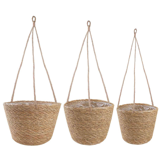 vidaXL Seagrass Plant Baskets 3 pcs Natural Ø26 x 19 cm 100% Seagrass