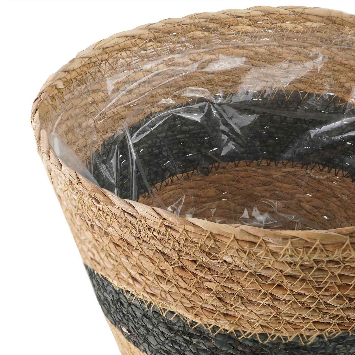 vidaXL 3 pcs Natural and Black Ø26 x 19 cm 100% Seagrass