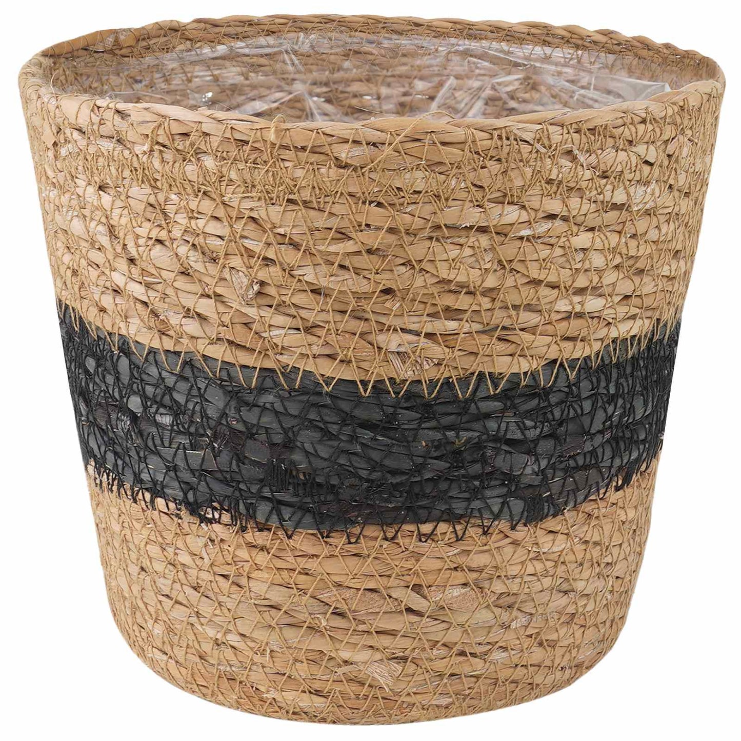 vidaXL 3 pcs Natural and Black Ø26 x 19 cm 100% Seagrass