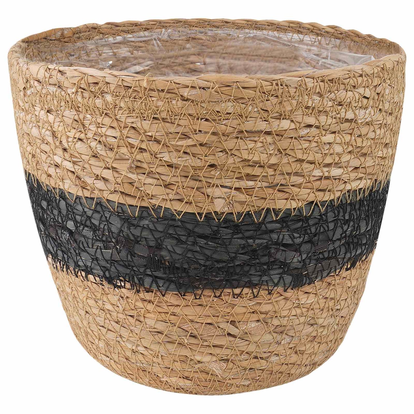 vidaXL 3 pcs Natural and Black Ø26 x 19 cm 100% Seagrass