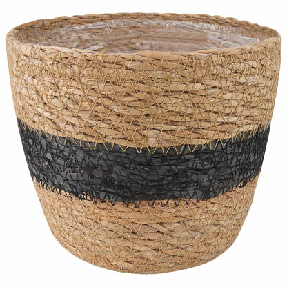 vidaXL 3 pcs Natural and Black Ø26 x 19 cm 100% Seagrass