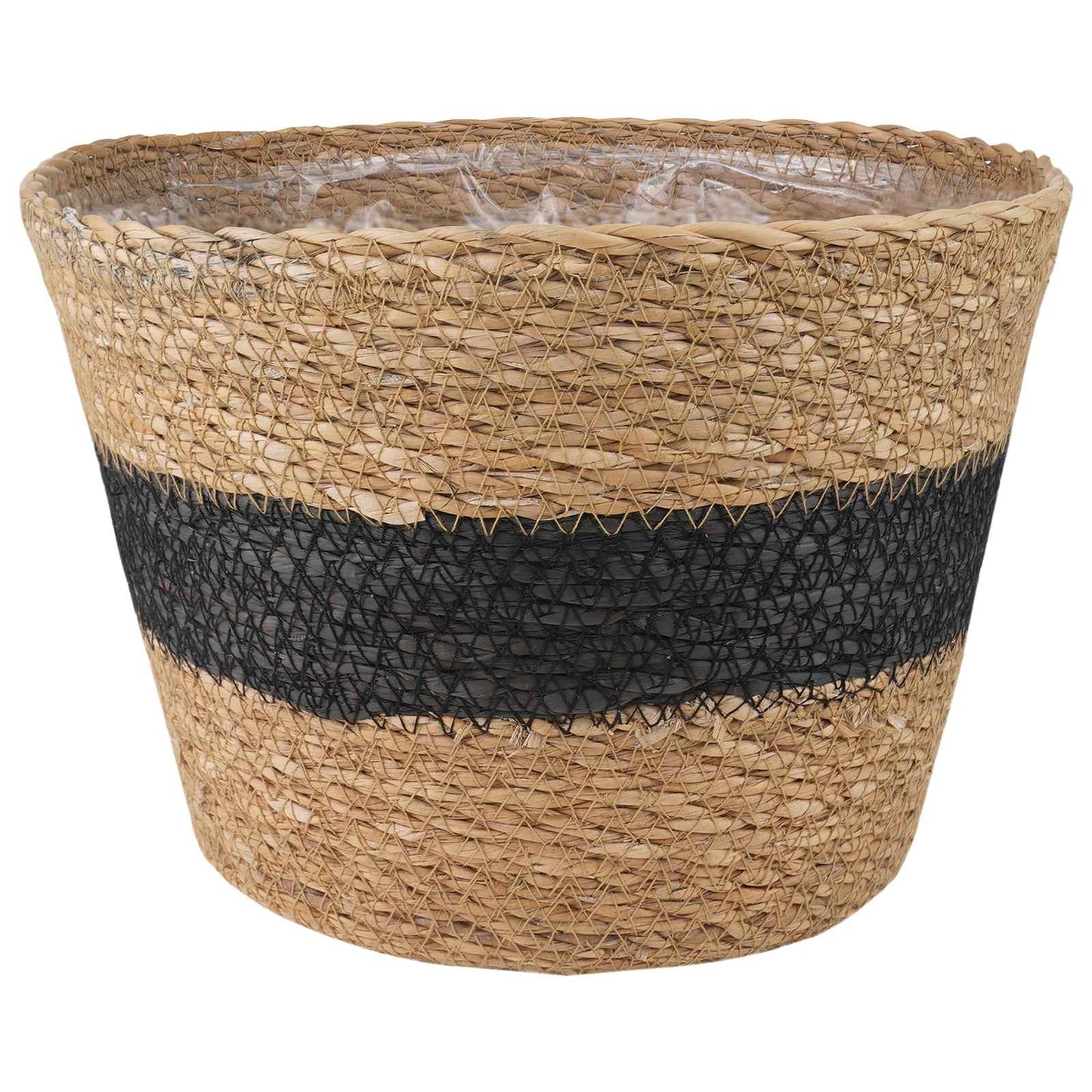vidaXL 3 pcs Natural and Black Ø26 x 19 cm 100% Seagrass